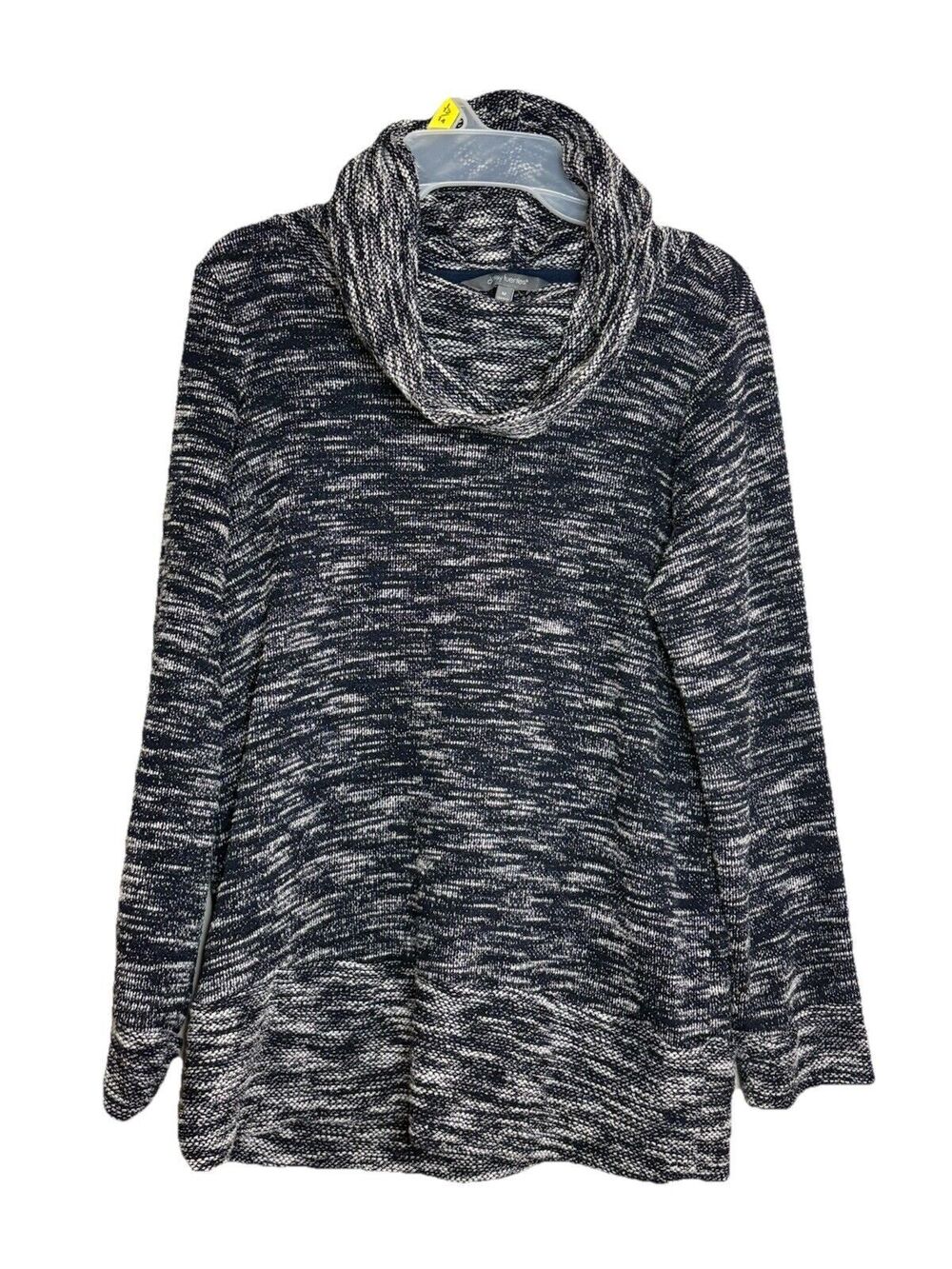 Daisy Fuentes Sweater Womens Medium Cowl Neck Blue White Long Sleeve Shirt